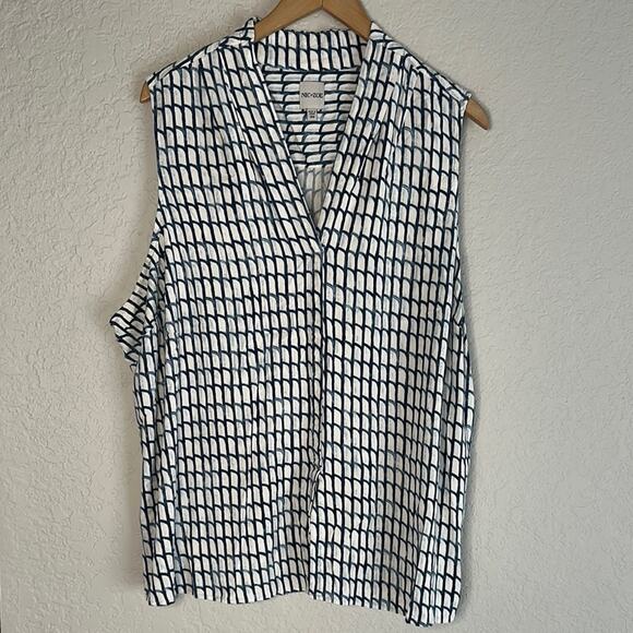 NIC+ZOE Lattice Live In Tank Top Blue White Size 3X Rayon Preppy Casual Office - Picture 2 of 7